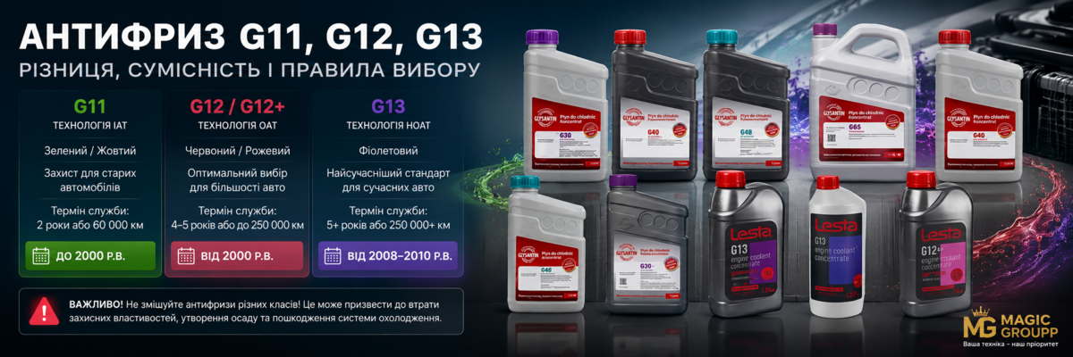 Антифриз G11, G12, G13: різниця та сумісність