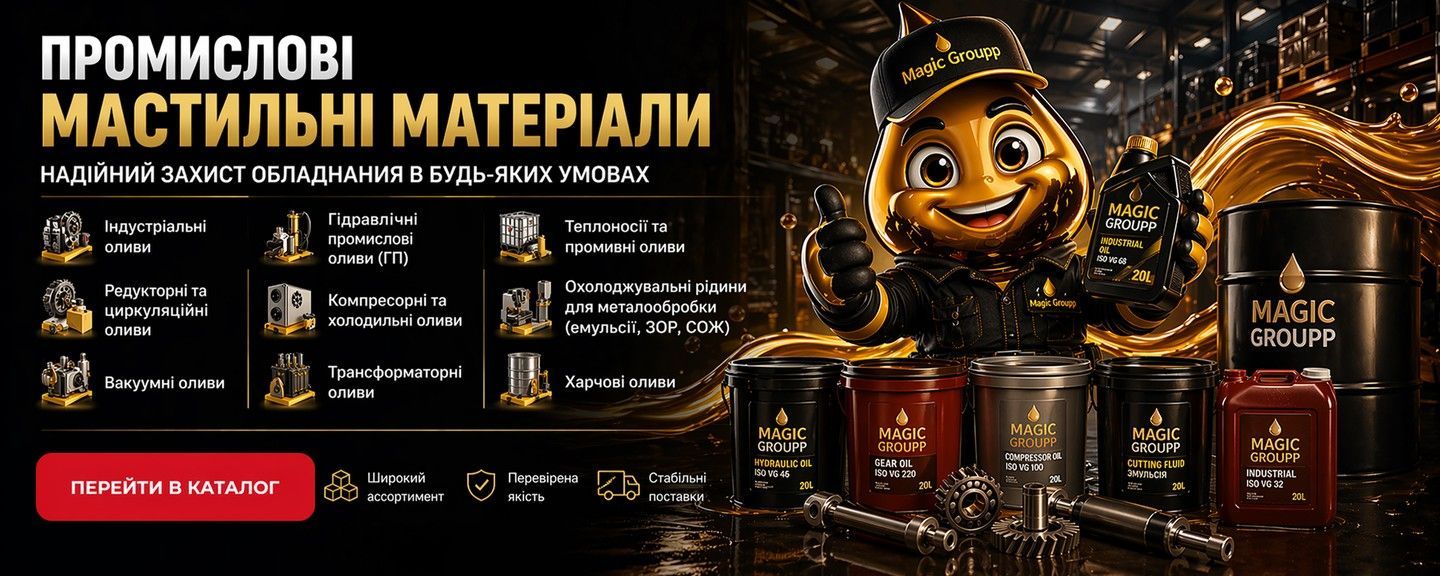 Промислові мастильні матеріали Magic Groupp — індустріальні, гідравлічні, компресорні, трансформаторні та харчові оливи